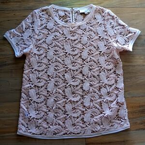 LOFT Elegant Lace Pink Top